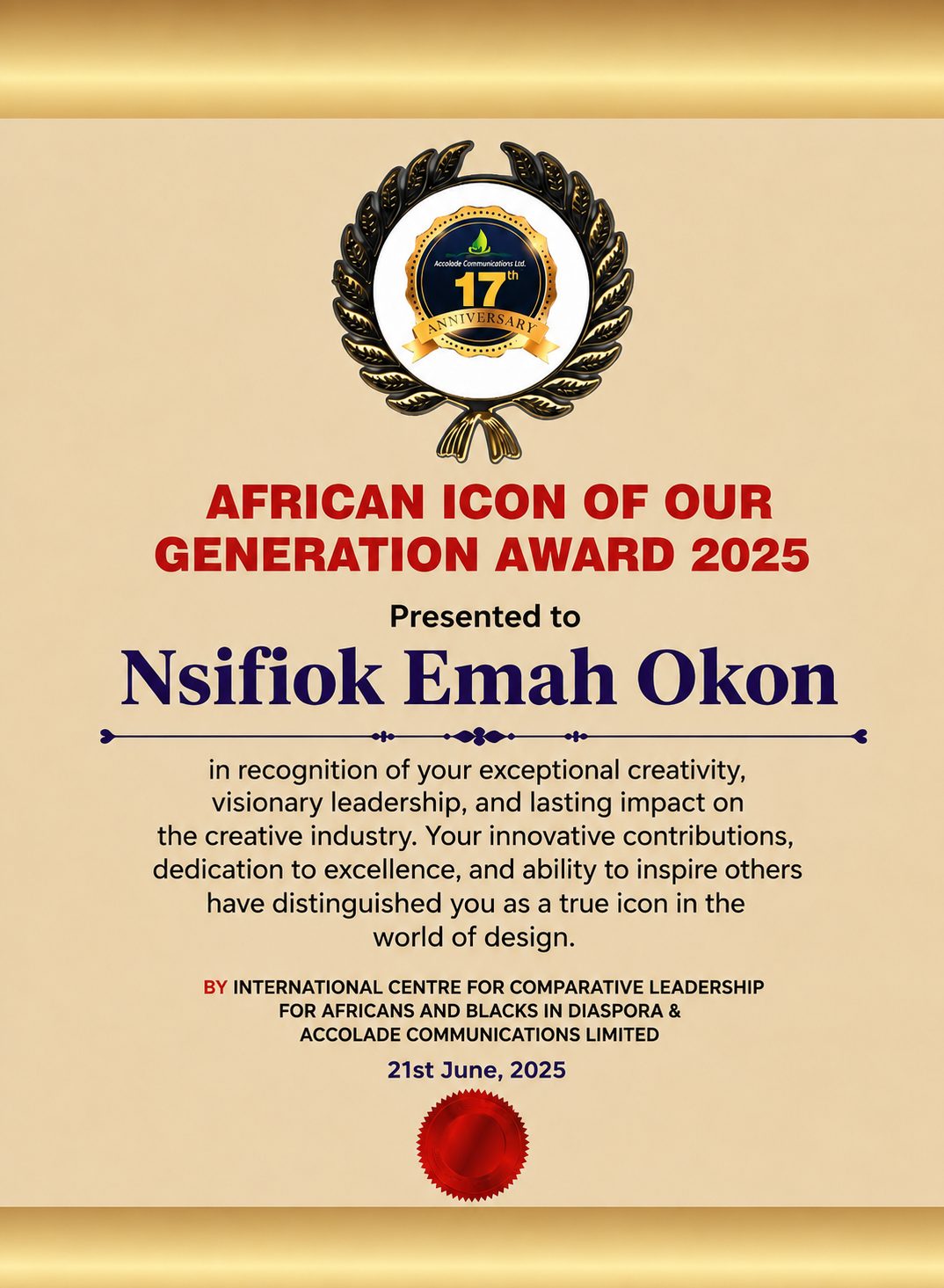 African Icon of Our Generation Award 2025